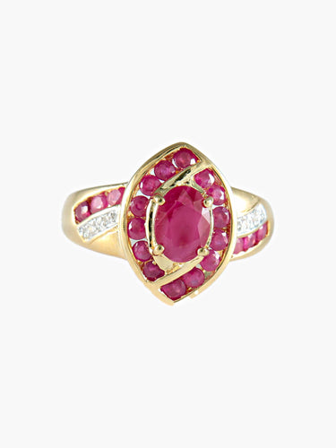 Bague Bague années 30 rubis ovale et brillant or jaune 58 Facettes LP4-16