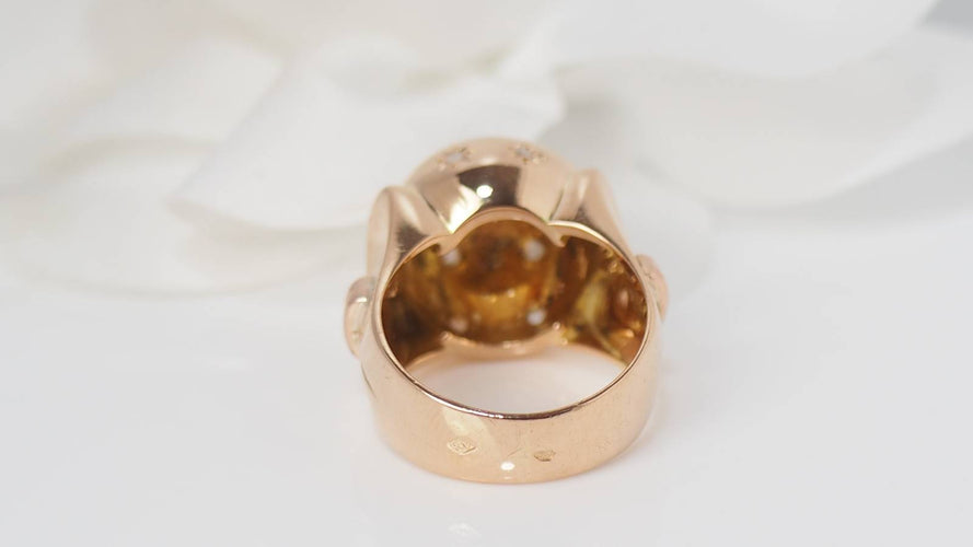 Bague Bague boule en or jaune et diamants 58 Facettes 31355