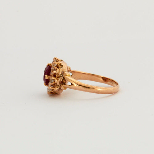 Bague 50 Bague fleur rubis or rose 58 Facettes