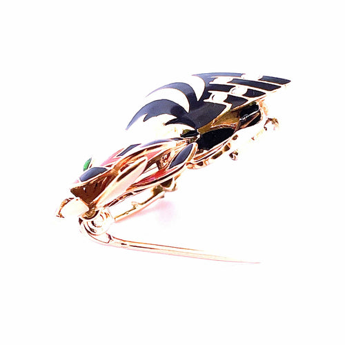 Broche Broche Oiseau Or Jaune, décor émail 58 Facettes