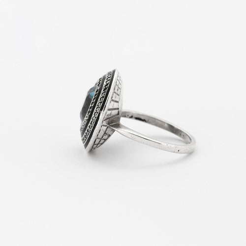 Bague 52 Bague Art Déco Email Marcassites Argent 58 Facettes