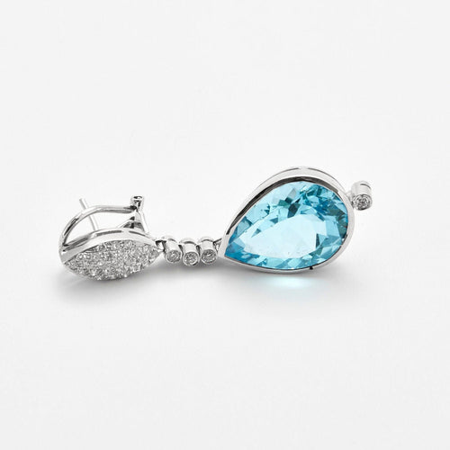 Boucles d'oreilles Pendants d'oreilles Topazes bleues Diamants 58 Facettes