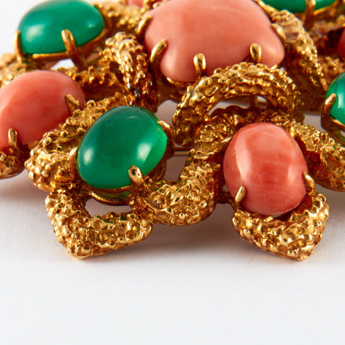 Collier VAN CLEEF & ARPELS - Parure "Delphe Collection" Corail et chrysoprase 58 Facettes