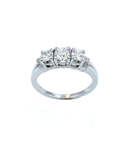Bague Bague trilogie or blanc 18k et diamants 58 Facettes
