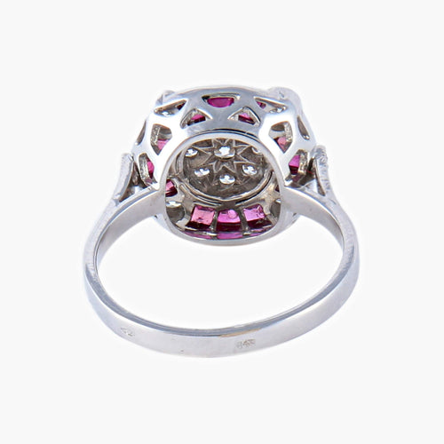 Bague 54 Bague Style Art Déco Diamants et Rubis 58 Facettes