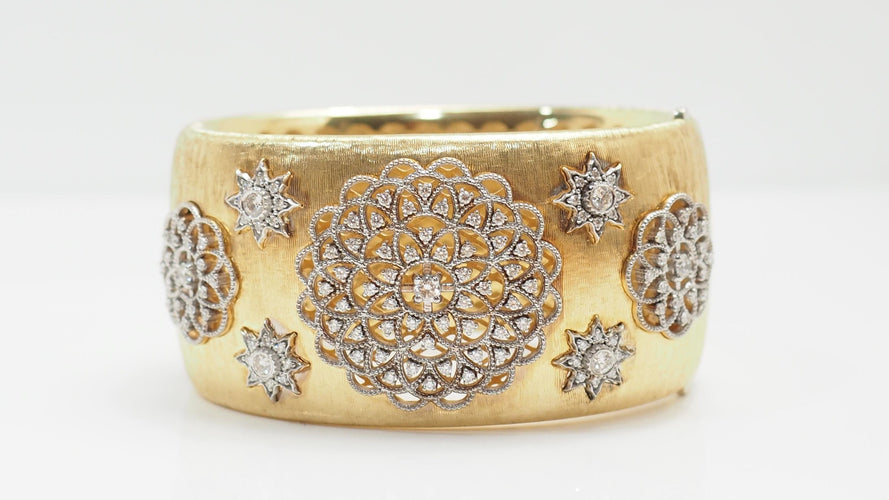 Bracelet 17cm Bracelet manchette or bicolore et diamants 58 Facettes 32265