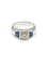 Bague Chevalière or blanc diamant 0,92 carat saphirs synthétiques 58 Facettes