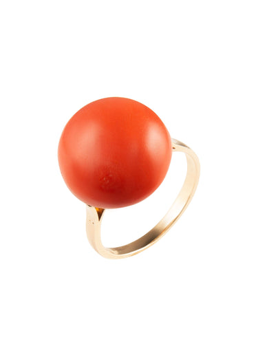 Bague Bague en or jaune et corail 58 Facettes