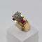 Bague 53 Bague Tank or jaune pierres rouges 58 Facettes