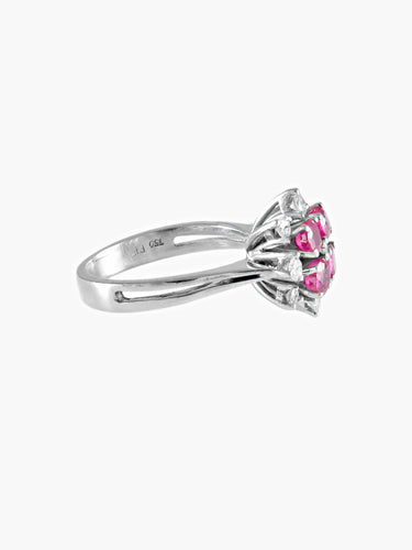Bague 53 BAGUE VINTAGE RUBIS ET DIAMANTS EN OR BLANC 58 Facettes