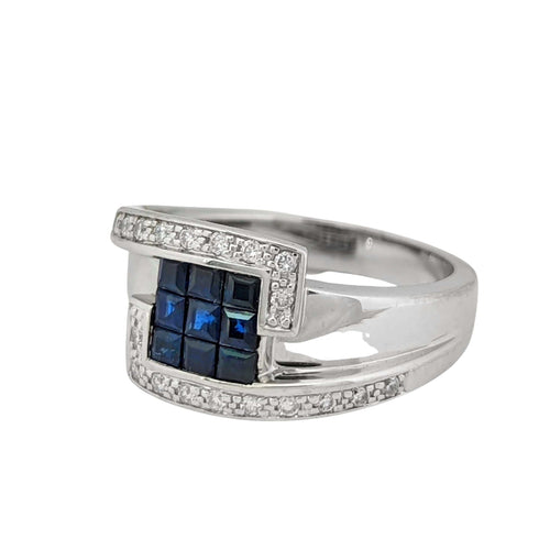 Bague Bague en or blanc diamants et saphirs 58 Facettes 15937