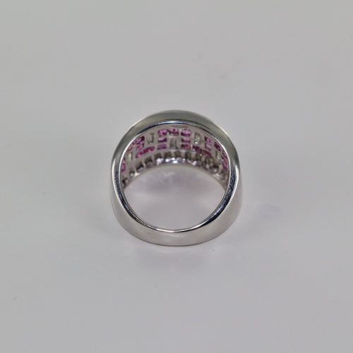 Bague Bague diamants et saphirs roses 58 Facettes