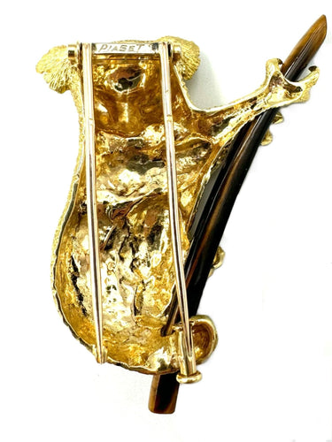 Broche PIAGET - Broche animalière Or Œil-de-tigre vers 1960 58 Facettes