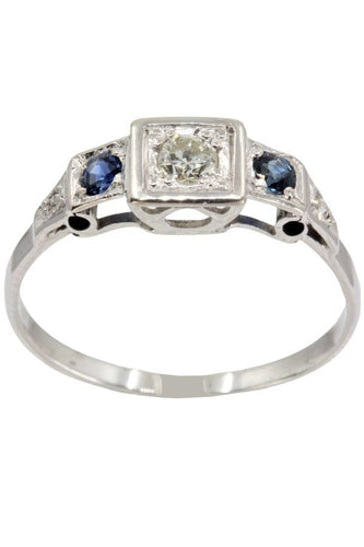 Bague BAGUE ART-DÉCO SAPHIRS ET DIAMANTS 58 Facettes 042051