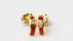 Boucles d'oreilles CLOZEAU - Boucles d'oreilles Or Résine rouge Diamant 58 Facettes Clozeau
