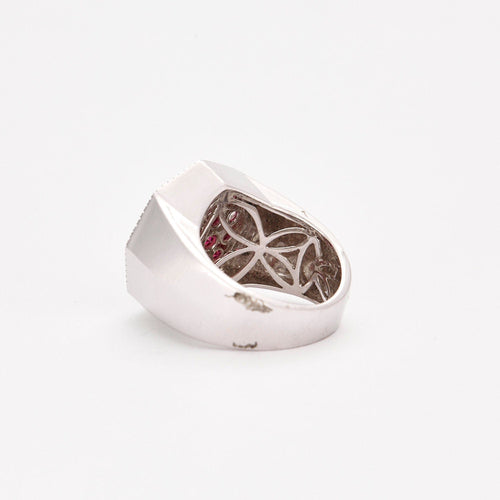 Bague 57 Bague Pavée de Diamants & Rubis 58 Facettes 1176
