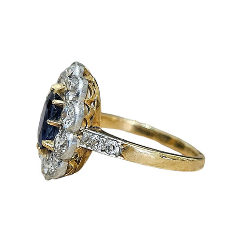 Bague 50 Bague marguerite Or jaune Platine Saphir Diamants 58 Facettes 1-1574/3