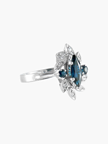 Bague BAGUE VINTAGE  SAPHIRS ET DIAMANTS OR BLANC 58 Facettes