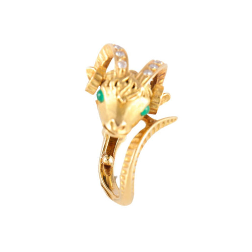 Bague 51 Bague tête de bélier en or jaune 58 Facettes