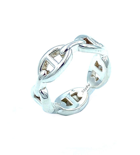 Bague HERMÈS. Bague Chaîne d’ancre déchaînée argent 58 Facettes