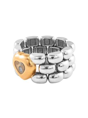 Bague Bague Chopard Collection Happy Diamonds Acier et Or Jaune 58 Facettes