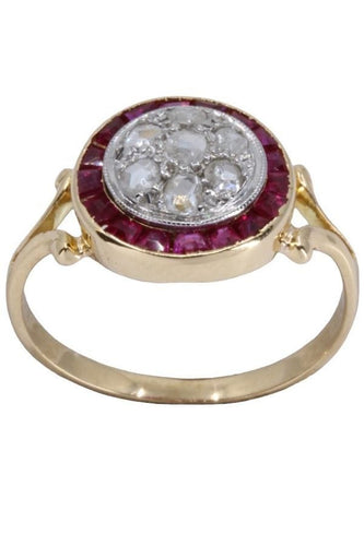 Bague 50 Bague en or blanc, Art-Déco, rubis et diamants 58 Facettes 061691
