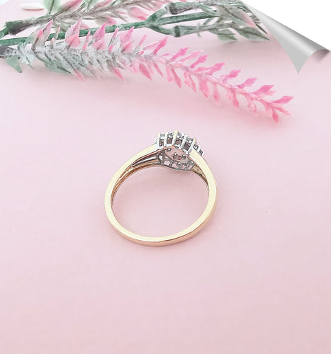 Bague 54.5 Bague Fleur Or deux tons & Diamants 58 Facettes AA 1576