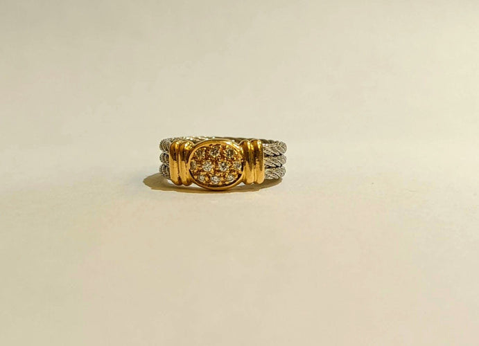 Bague Bague FRED Force 10 or et acier 58 Facettes
