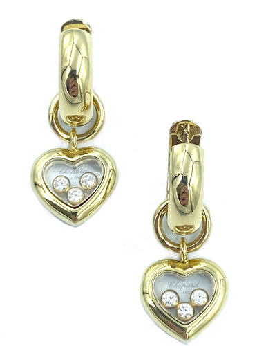 Boucles d'oreilles CHOPARD. Créoles Happy Diamonds or jaune et diamants 58 Facettes