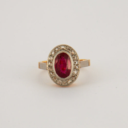 Bague 52 Bague style Pompadour Rubis synthétique Diamants 58 Facettes EL2-40
