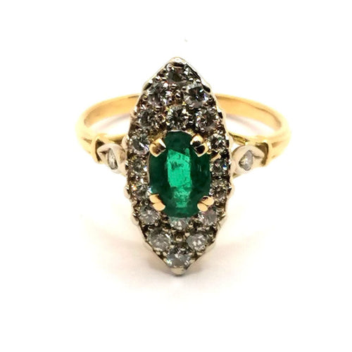 Bague Bague Marquise émeraude et diamants 58 Facettes 2061