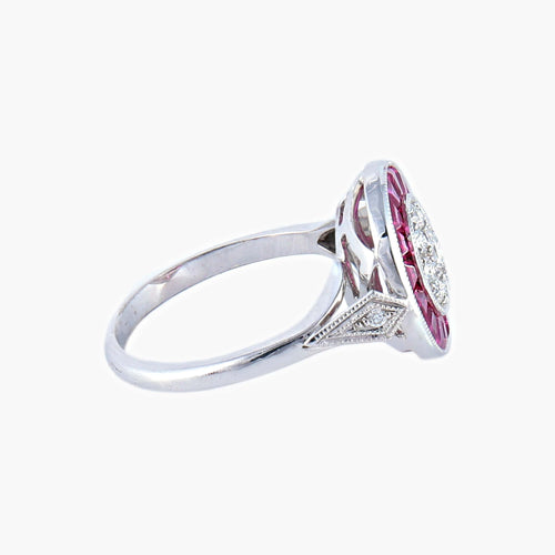 Bague Bague style Art Déco Diamants et Rubis 58 Facettes