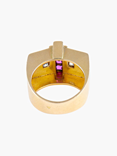 Bague Bague Tank Diamants et pierres rouges 58 Facettes
