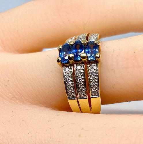 Bague Bague jonc 3 saphirs diamants 58 Facettes AB 154