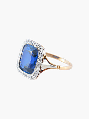 Bague Bague Art Déco 2 Ors Saphir Diamants 58 Facettes