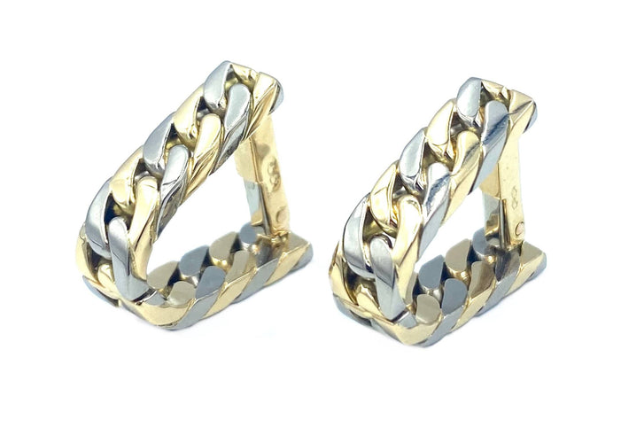 Boutons de manchette HERMÈS. Paire de boutons de manchette 2 ors 58 Facettes