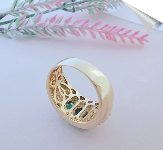 Bague 55 Bague Emeraudes, Diamants et Or 58 Facettes AA 1540