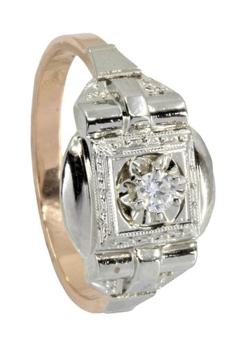 Bague 54 SOLITAIRE ART-DÉCO 0.10 CARAT 58 Facettes 049651