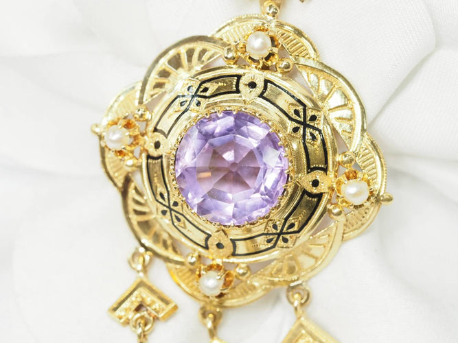 Broche Broche pendentif Napoléon III améthyste et perles fines 58 Facettes 28787
