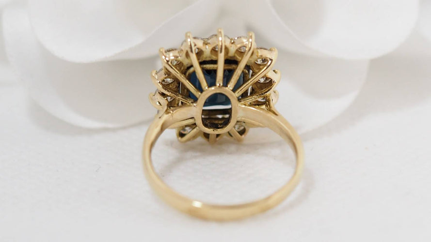 Bague Bague or jaune doublet corindon et diamants 58 Facettes 30763
