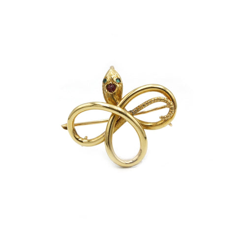 Broche Broche Serpent en Or jaune, Saphir & émeraudes 58 Facettes 230148R