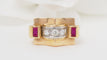 Bague 51 Bague Tank Or jaune Diamants Rubis 58 Facettes 29450