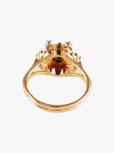 Bague 50 Bague Vintage 2 Ors Emeraude Diamants 58 Facettes