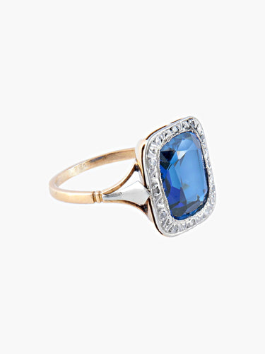 Bague Bague Art Déco 2 Ors Saphir Diamants 58 Facettes