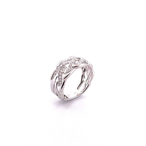 Bague Bague ajourée en or blanc, diamants 58 Facettes