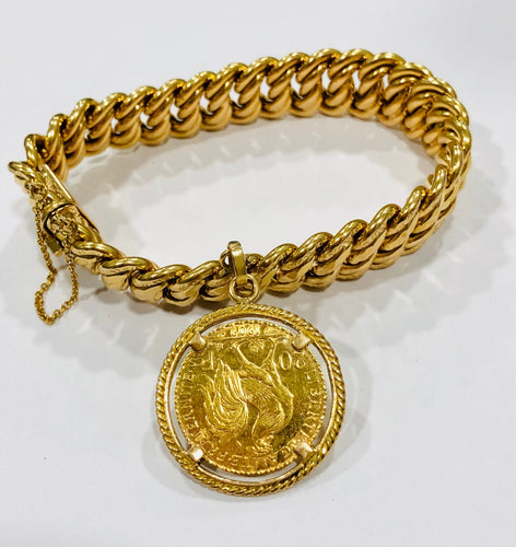 Bracelet Bracelet pièce vintage maille américaine or jaune 58 Facettes