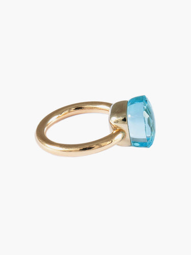 Bague 49 Pomellato – Bague Modèle « Nudo » Classic Topaze Bleue et Or Rose 58 Facettes