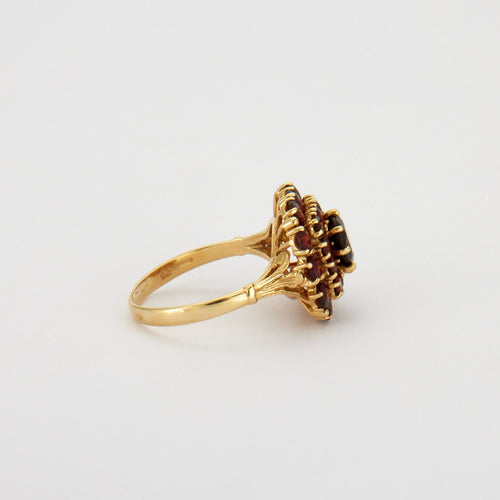 Bague 53 Bague or jaune, grenats 58 Facettes HS3648