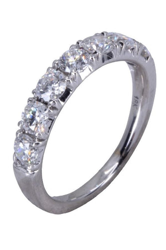 Bague 51 Demi-alliance or blanc diamants 58 Facettes 079291