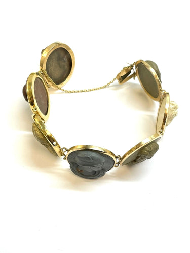 Bracelet Bracelet ancien vers 1800, camées pierre de lave et or jaune 58 Facettes